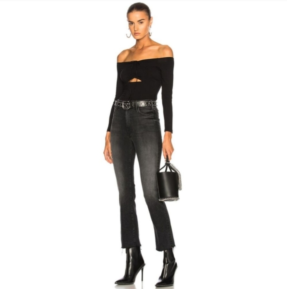 MOTHER The Hustler Ankle Fray In Cat Got Your Tongue Black Jeans, Size 26 - Picture 2 of 16